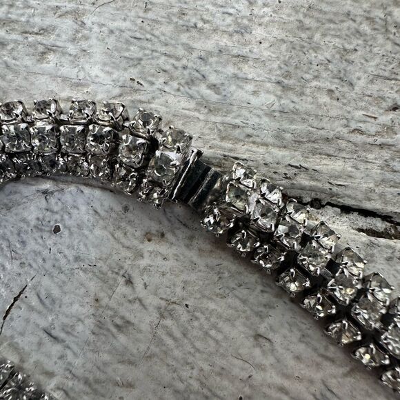 Vintage 50s Dazzling Rhinestone Fringe Necklace - Picture 7 of 13